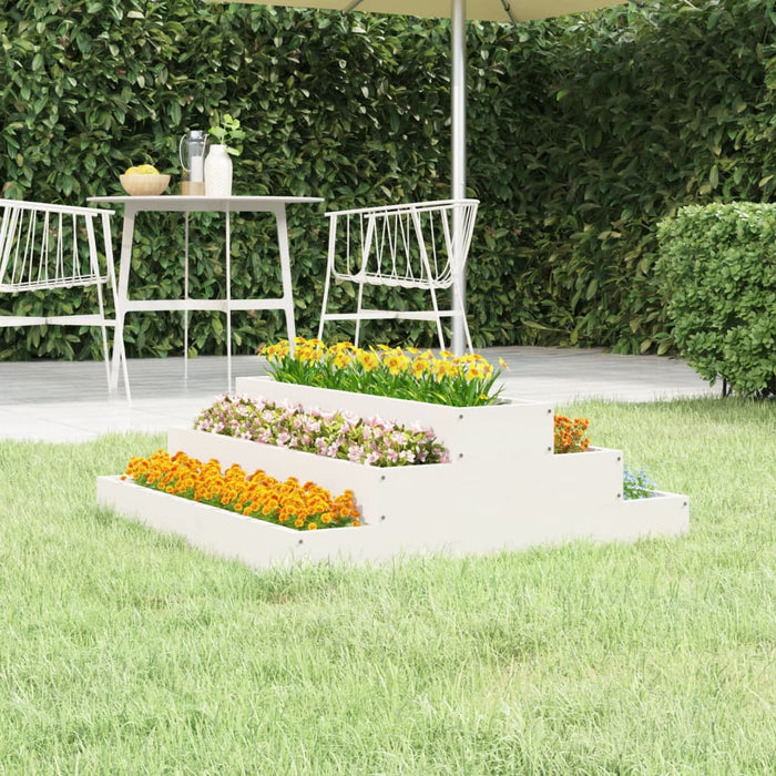Jardinieră, alb, 80x80x27 cm, lemn masiv de pin - WALTI WALTI