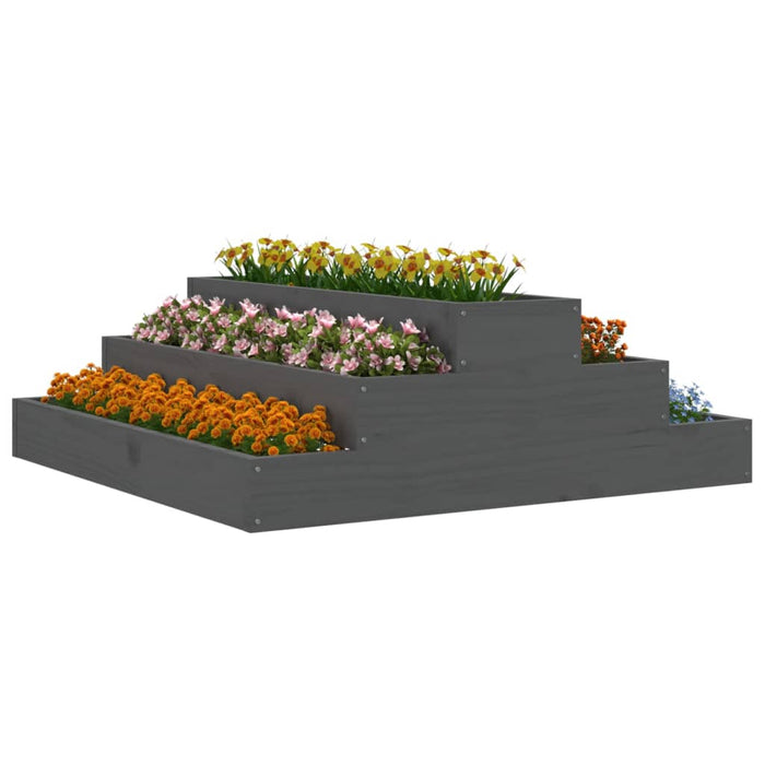 Jardinieră, gri, 80x80x27 cm, lemn masiv de pin - WALTI WALTI