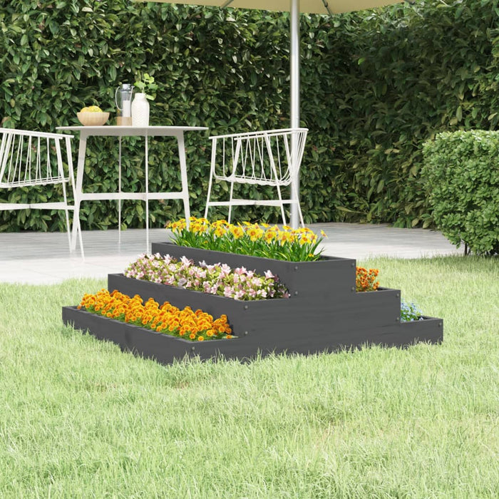 Jardinieră, gri, 80x80x27 cm, lemn masiv de pin - WALTI WALTI