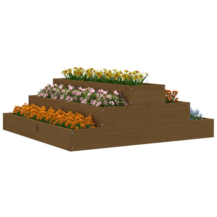 Jardinieră, maro miere, 80x80x27 cm, lemn masiv de pin - WALTI WALTI