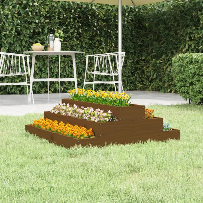 Jardinieră, maro miere, 80x80x27 cm, lemn masiv de pin - WALTI WALTI