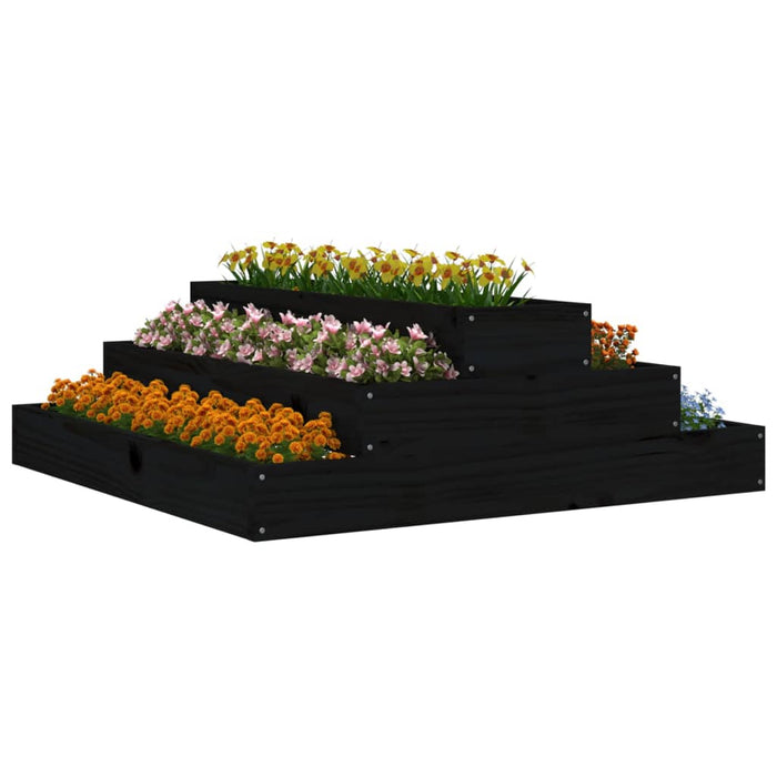 Jardinieră, negru, 80x80x27 cm, lemn masiv de pin - WALTI WALTI