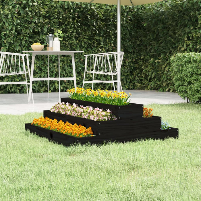 Jardinieră, negru, 80x80x27 cm, lemn masiv de pin - WALTI WALTI