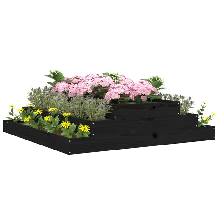 Jardinieră, negru, 110x110x27 cm, lemn masiv de pin - WALTI WALTI