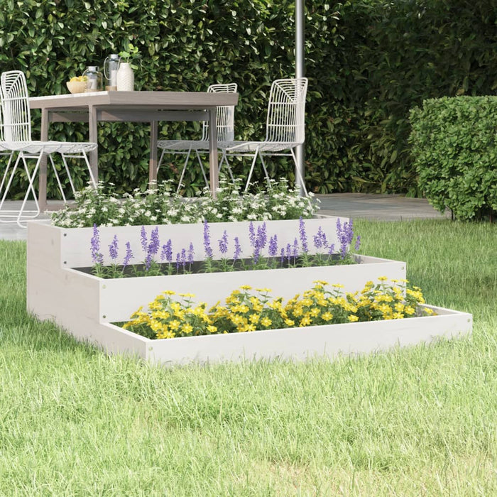 Jardinieră, alb, 78x78x27 cm, lemn masiv de pin - WALTI WALTI