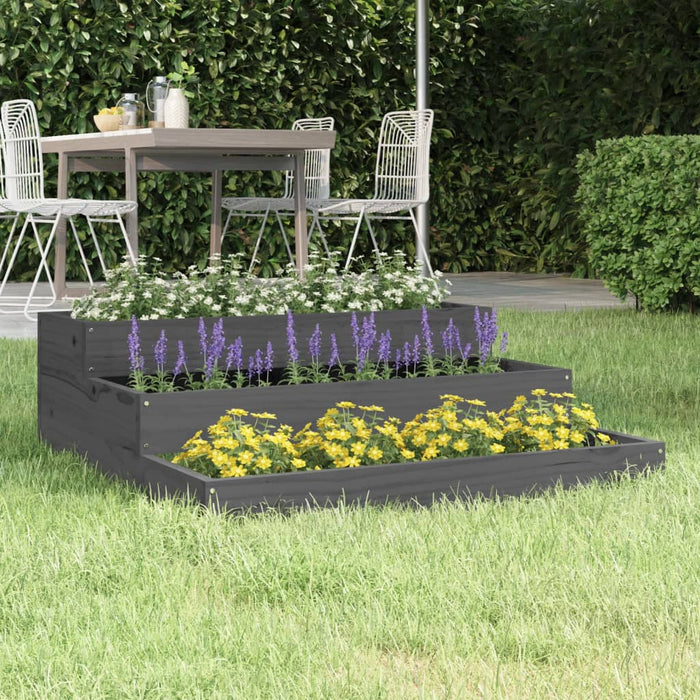 Jardinieră, gri, 78x78x27 cm, lemn masiv de pin - WALTI WALTI