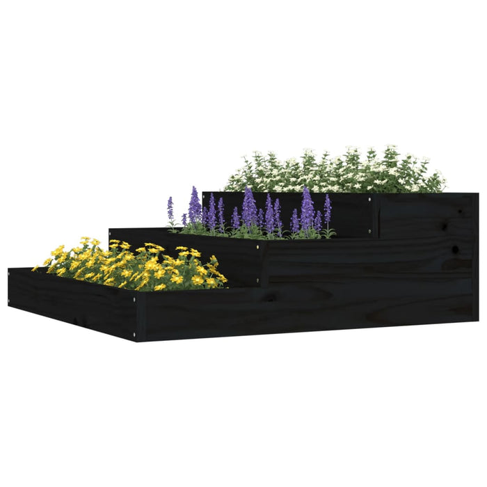 Jardinieră, negru, 78x78x27 cm, lemn masiv de pin - WALTI WALTI