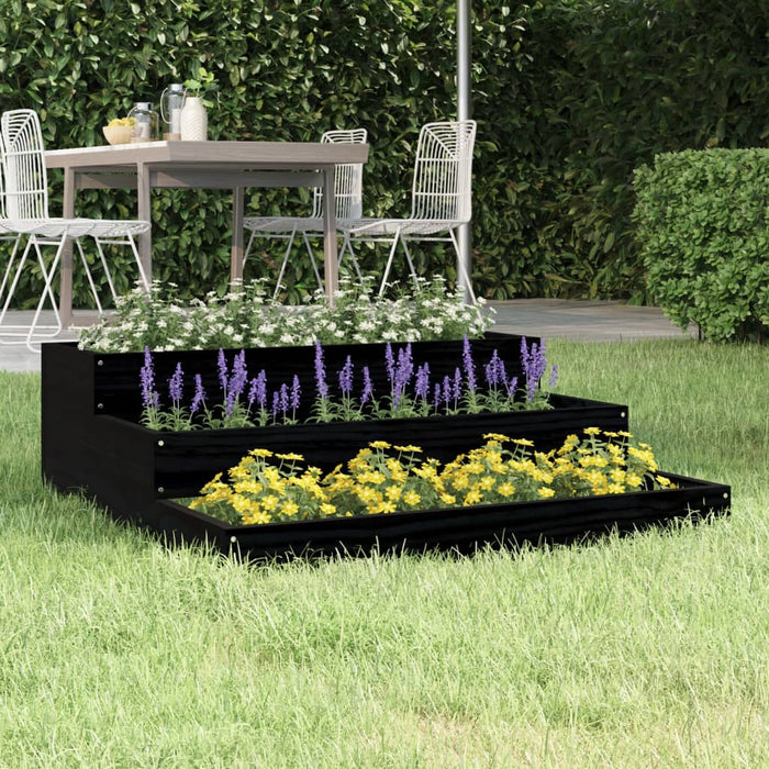 Jardinieră, negru, 78x78x27 cm, lemn masiv de pin - WALTI WALTI