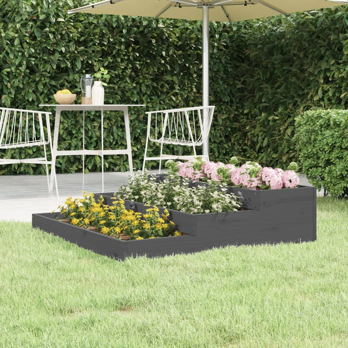Jardinieră, gri, 107x107x27 cm, lemn masiv de pin - WALTI WALTI