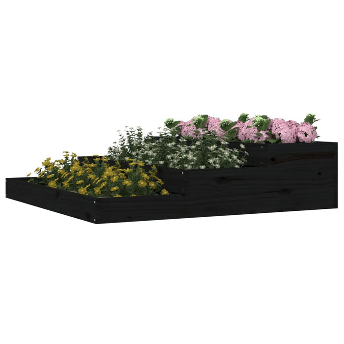 Jardinieră, negru, 107x107x27 cm, lemn masiv de pin - WALTI WALTI