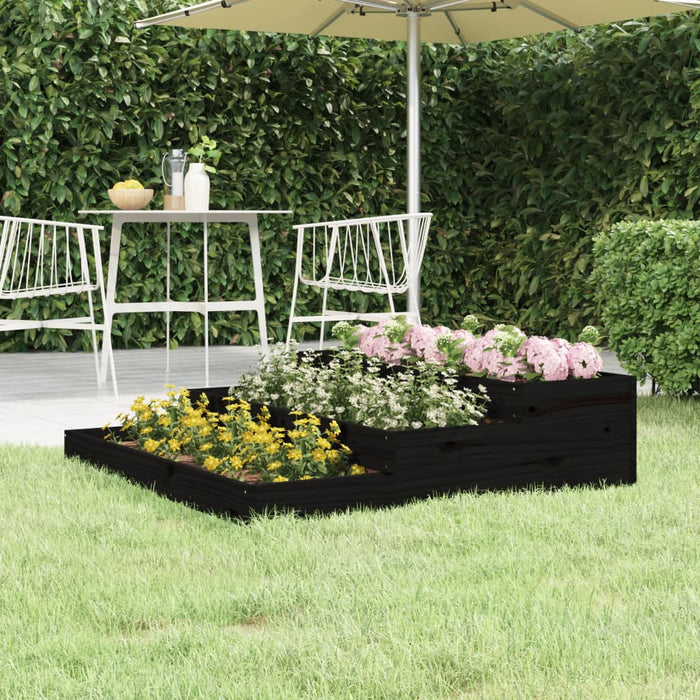 Jardinieră, negru, 107x107x27 cm, lemn masiv de pin - WALTI WALTI