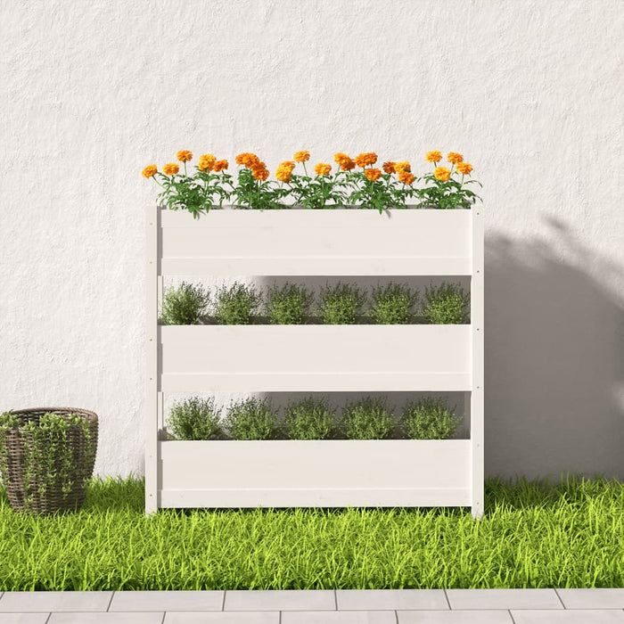 Jardinieră, alb, 112x25x104,5 cm, lemn masiv de pin - WALTI WALTI