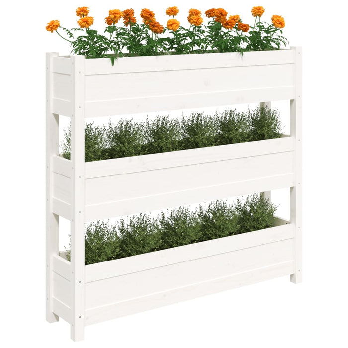 Jardinieră, alb, 112x25x104,5 cm, lemn masiv de pin - WALTI WALTI