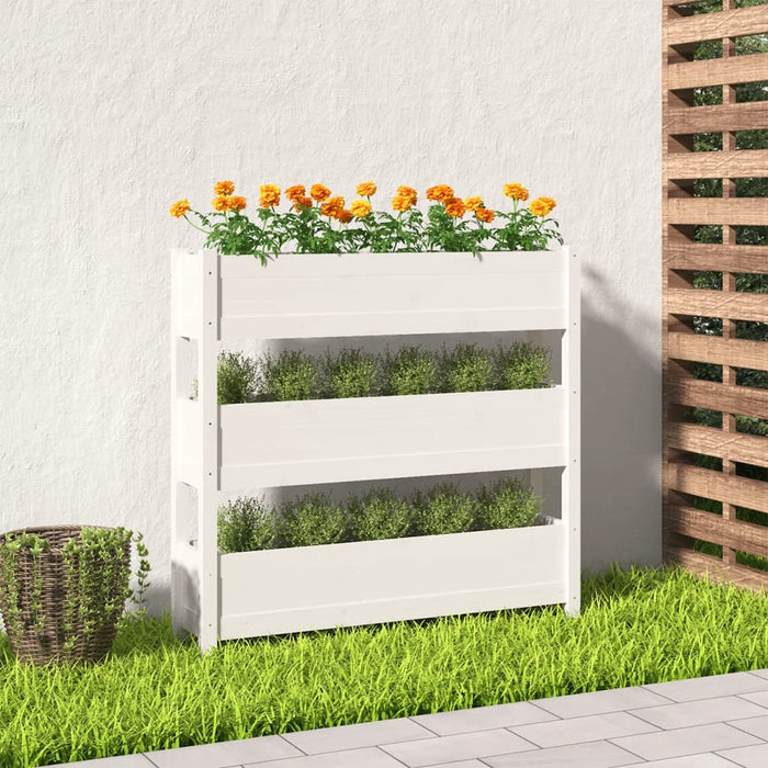 Jardinieră, alb, 112x25x104,5 cm, lemn masiv de pin - WALTI WALTI