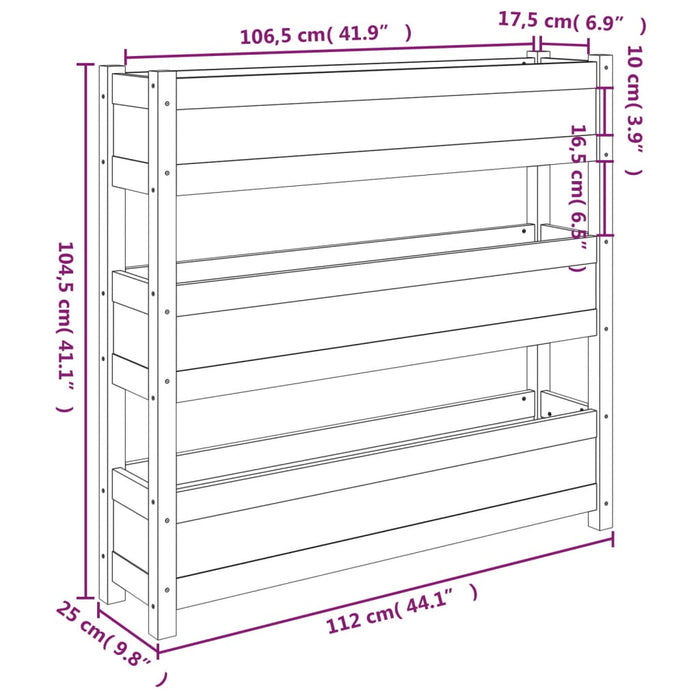 Jardinieră, gri, 112x25x104,5 cm, lemn masiv de pin - WALTI WALTI