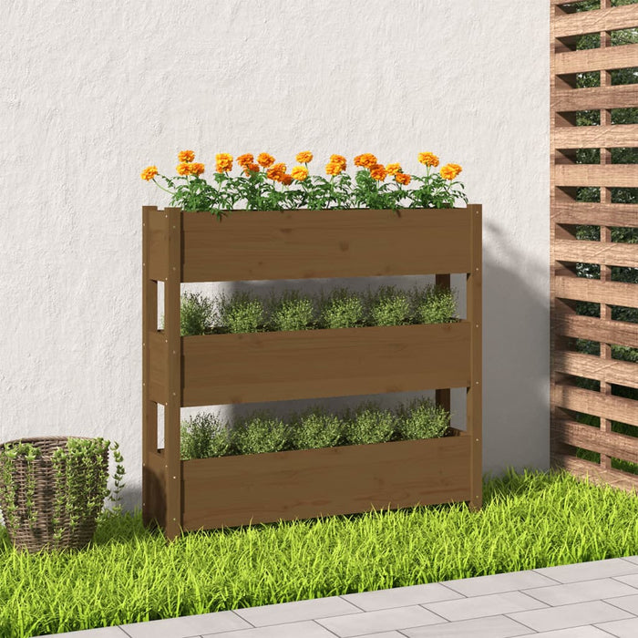Jardinieră, maro miere, 112x25x104,5 cm, lemn masiv de pin - WALTI WALTI