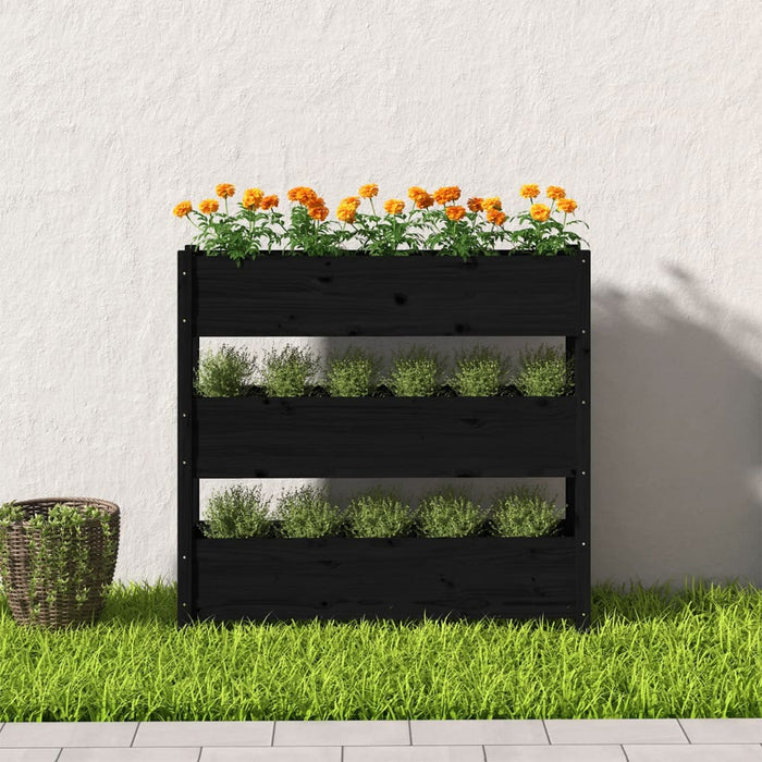 Jardinieră, negru, 112x25x104,5 cm, lemn masiv de pin - WALTI WALTI