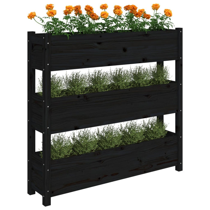 Jardinieră, negru, 112x25x104,5 cm, lemn masiv de pin - WALTI WALTI