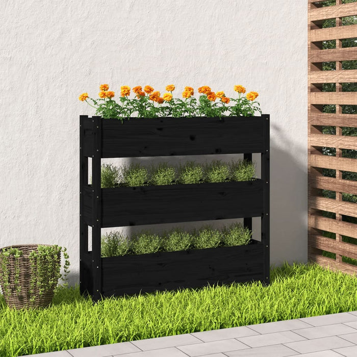 Jardinieră, negru, 112x25x104,5 cm, lemn masiv de pin - WALTI WALTI