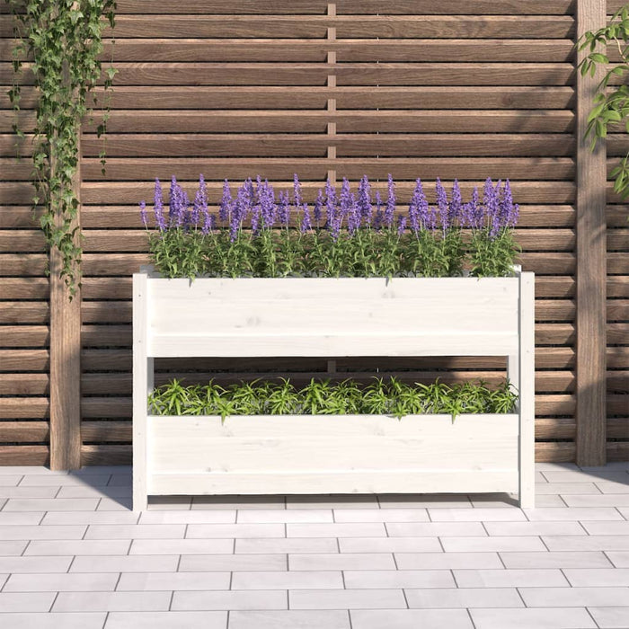 Jardinieră, alb, 112x25x66 cm, lemn masiv de pin - WALTI WALTI