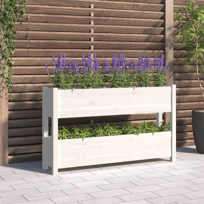 Jardinieră, alb, 112x25x66 cm, lemn masiv de pin - WALTI WALTI