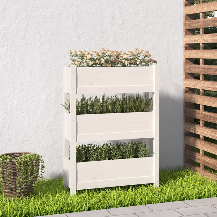 Jardinieră, alb, 77 x 25 x 104,5 cm, lemn masiv de pin - WALTI WALTI
