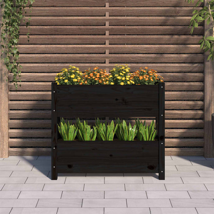 Jardinieră, negru, 77x25x66 cm, lemn masiv de pin - WALTI WALTI
