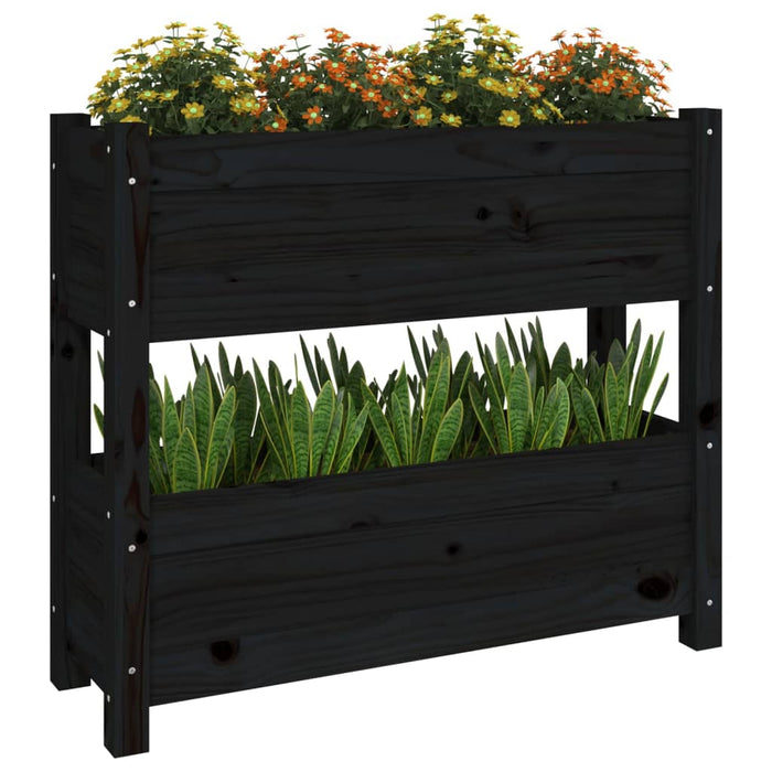Jardinieră, negru, 77x25x66 cm, lemn masiv de pin - WALTI WALTI