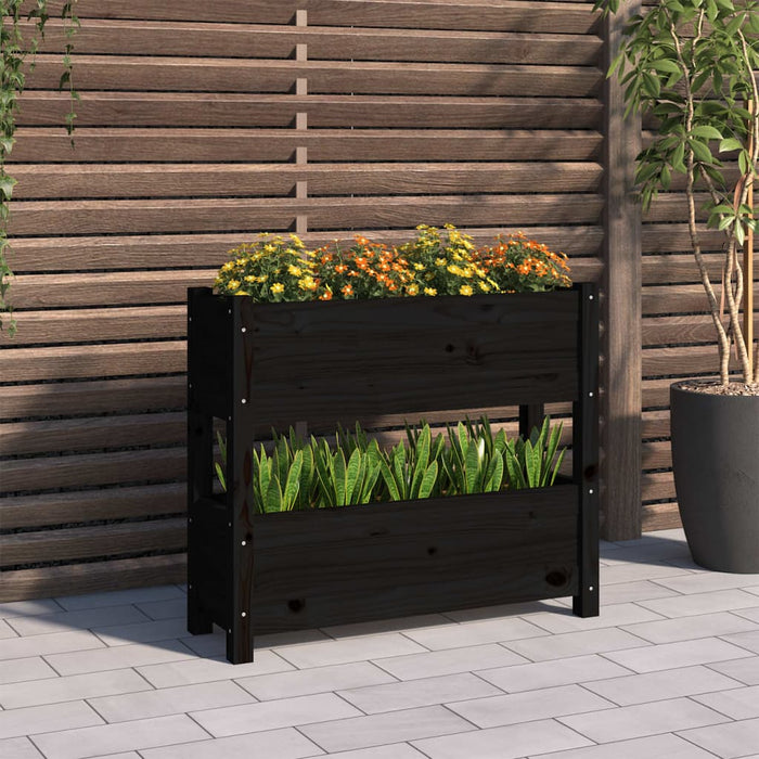Jardinieră, negru, 77x25x66 cm, lemn masiv de pin - WALTI WALTI