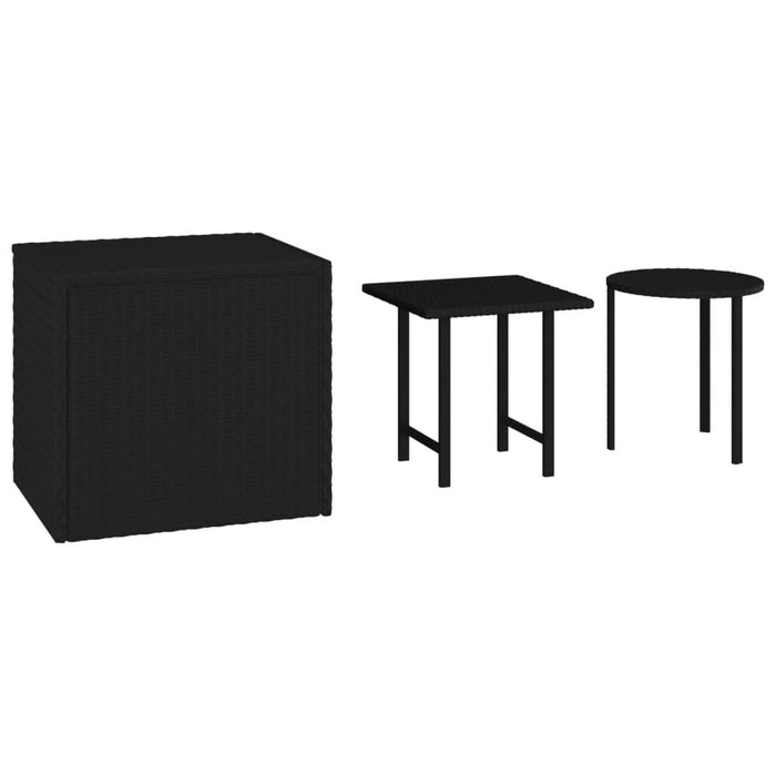 Mese laterale, 3 buc, negru, poliratan - WALTI WALTI