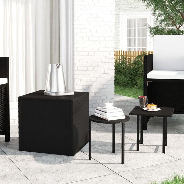Mese laterale, 3 buc, negru, poliratan - WALTI WALTI