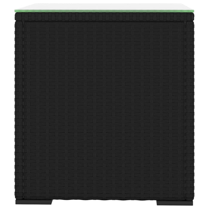 Masă laterală, negru, 40x37x40,5 cm poliratan/sticlă securizată - WALTI WALTI
