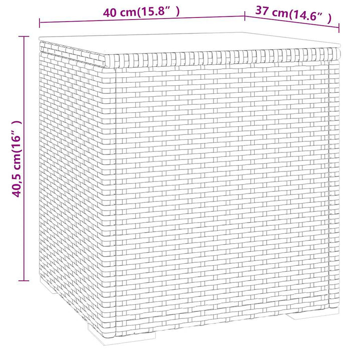 Masă laterală, gri, 40x37x40,5 cm poliratan/sticlă securizată - WALTI WALTI