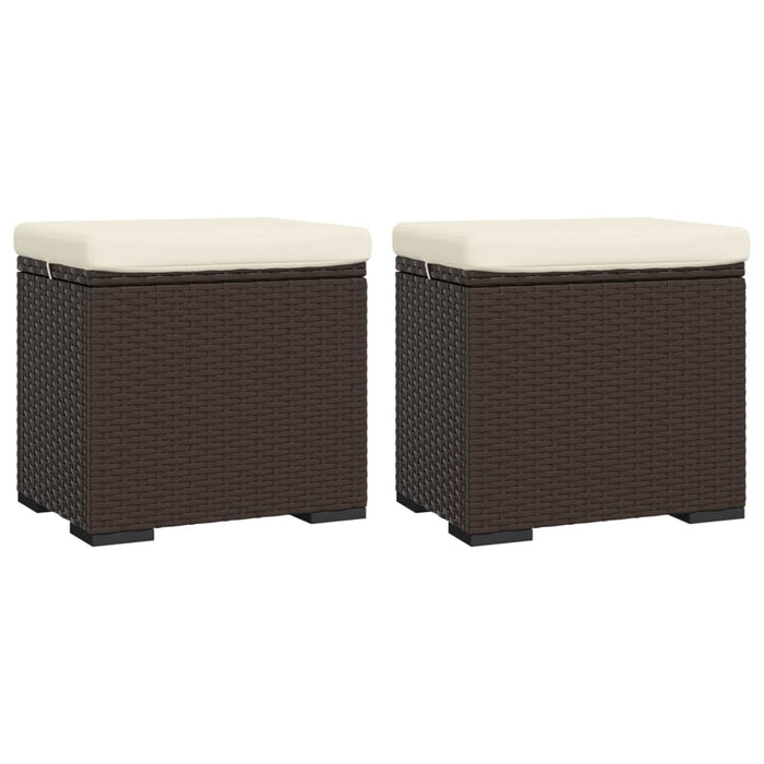 Taburete cu perne, 2 buc, maro, 40x30x40 cm, poliratan - WALTI WALTI