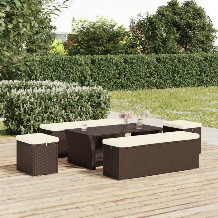Taburete cu perne, 2 buc, maro, 40x30x40 cm, poliratan - WALTI WALTI