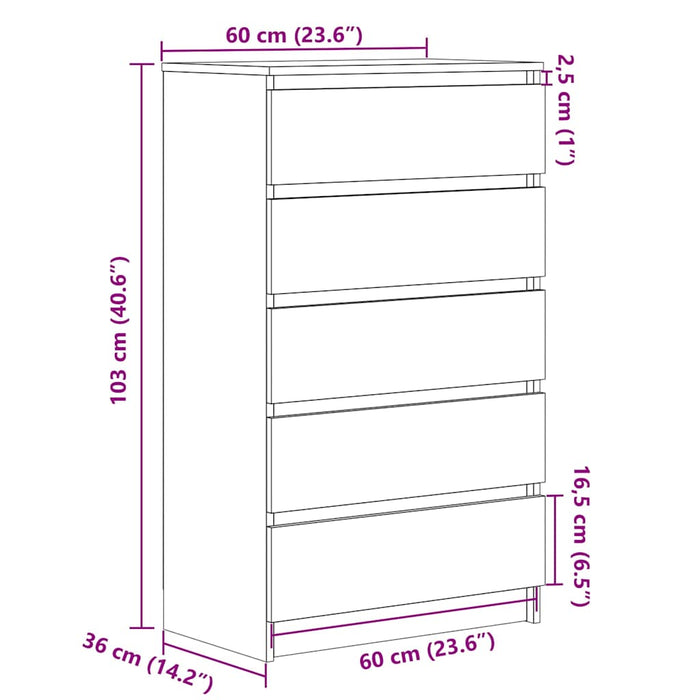 Dulap cu sertar, alb extralucios, 60x36x103 cm, lemn prelucrat WALTI