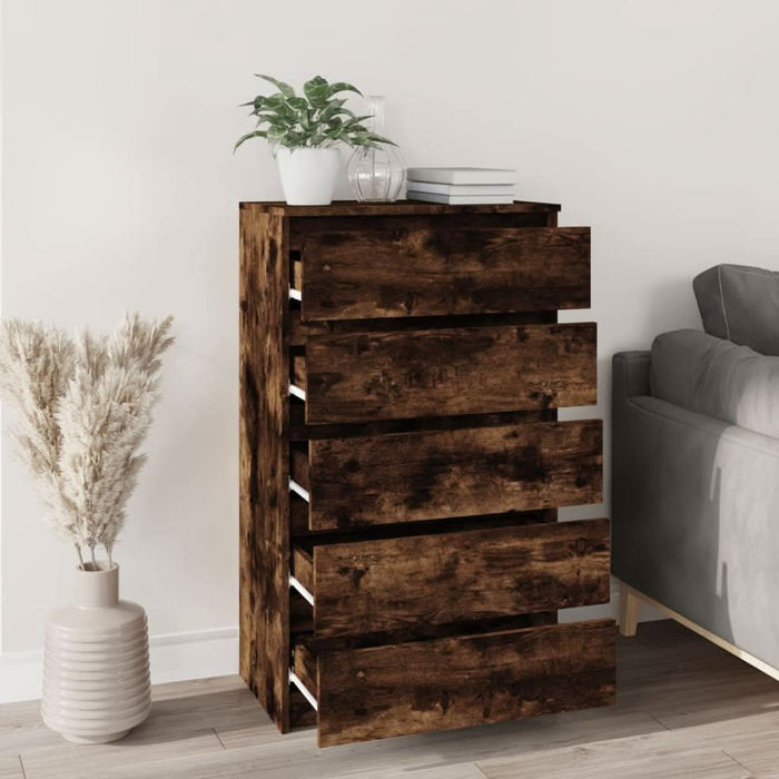 Dulap cu sertar, stejar fumuriu, 60x36x103 cm, lemn prelucrat - WALTI WALTI