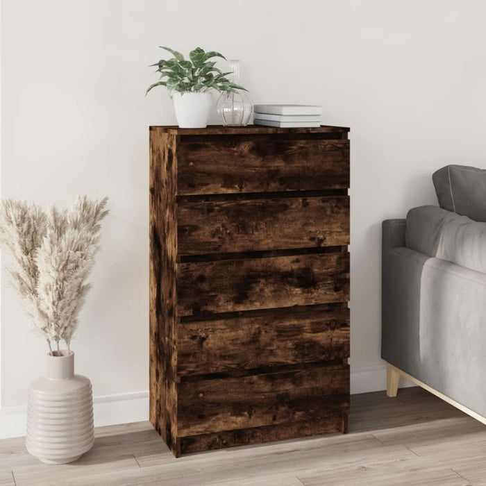 Dulap cu sertar, stejar fumuriu, 60x36x103 cm, lemn prelucrat - WALTI WALTI