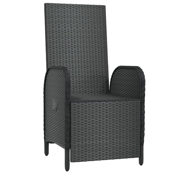 Scaune rabatabile exterior, cu perne, 2 buc., negru, poliratan - WALTI WALTI
