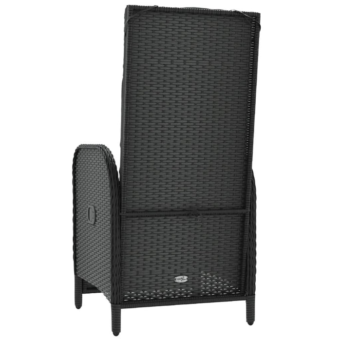 Scaune rabatabile exterior, cu perne, 2 buc., negru, poliratan - WALTI WALTI