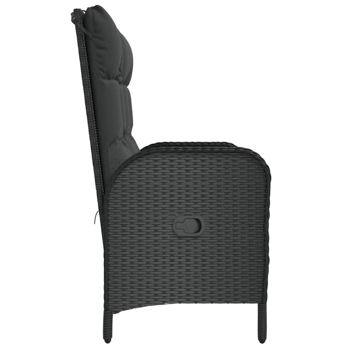 Bancă de grădină rabatabilă cu perne, negru, 107 cm, poliratan - WALTI WALTI