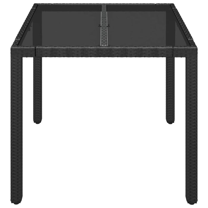 Masă grădină cu blat din sticlă, negru, 90x90x75 cm, poliratan - WALTI WALTI