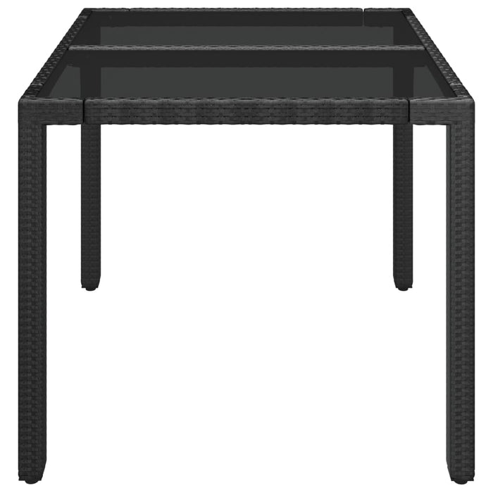 Masă grădină cu blat din sticlă, negru, 90x90x75 cm, poliratan - WALTI WALTI