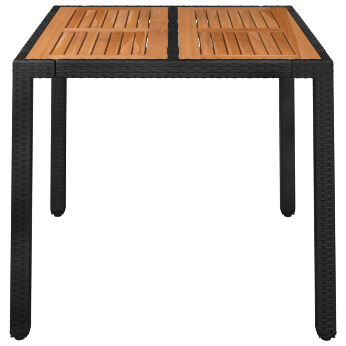 Masă de grădină cu blat din lemn negru, 90x90x75 cm, poliratan - WALTI WALTI