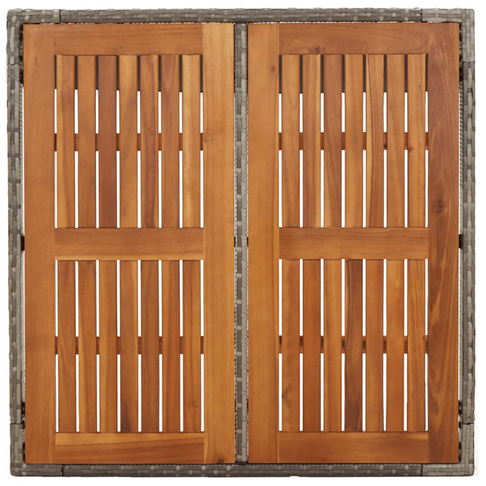 Masă de grădină cu blat din lemn, gri, 90x90x75 cm, poliratan WALTI