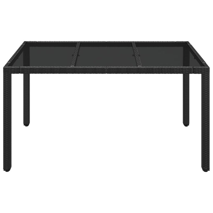 Masă grădină cu blat din sticlă, negru, 150x90x75 cm, poliratan - WALTI WALTI