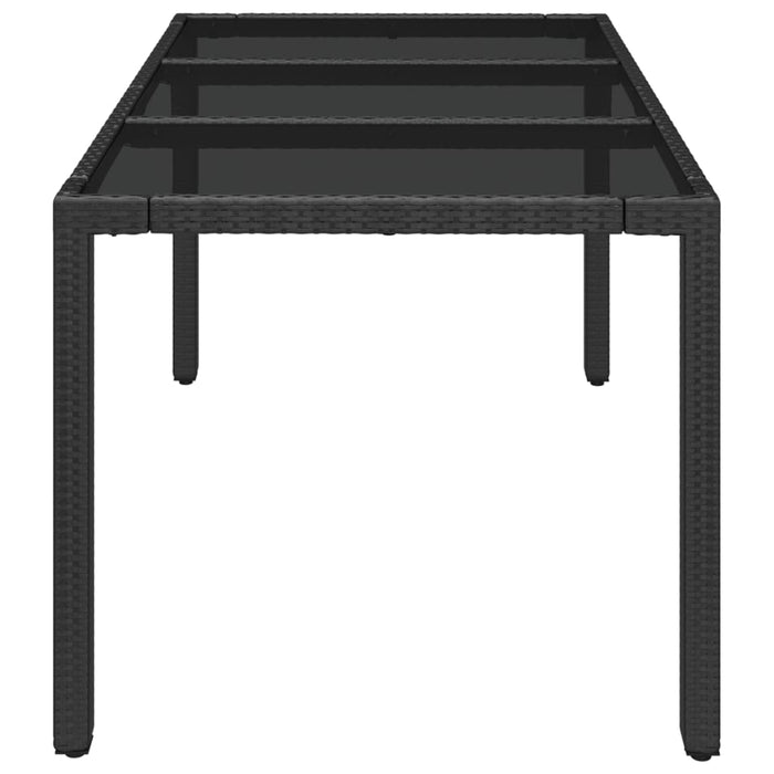 Masă grădină cu blat din sticlă, negru, 150x90x75 cm, poliratan - WALTI WALTI