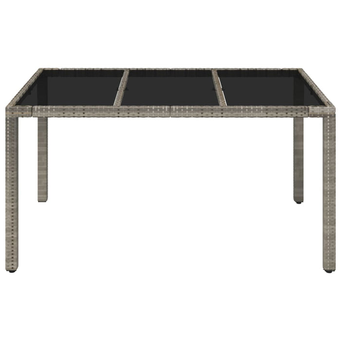 Masă de grădină cu blat din sticlă gri, 150x90x75 cm, poliratan - WALTI WALTI