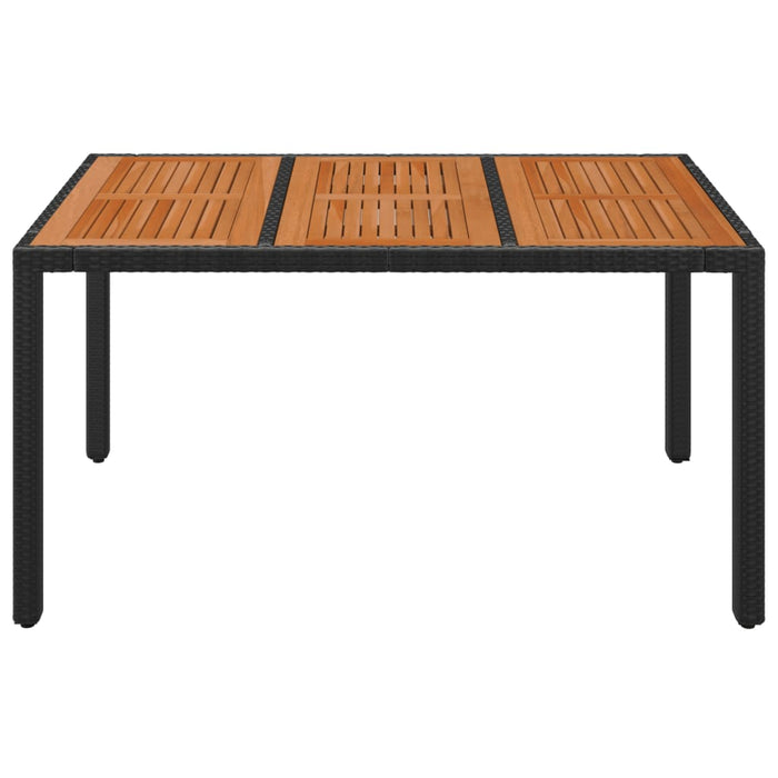 Masă de grădină cu blat din lemn, negru 150x90x75 cm poliratan - WALTI WALTI