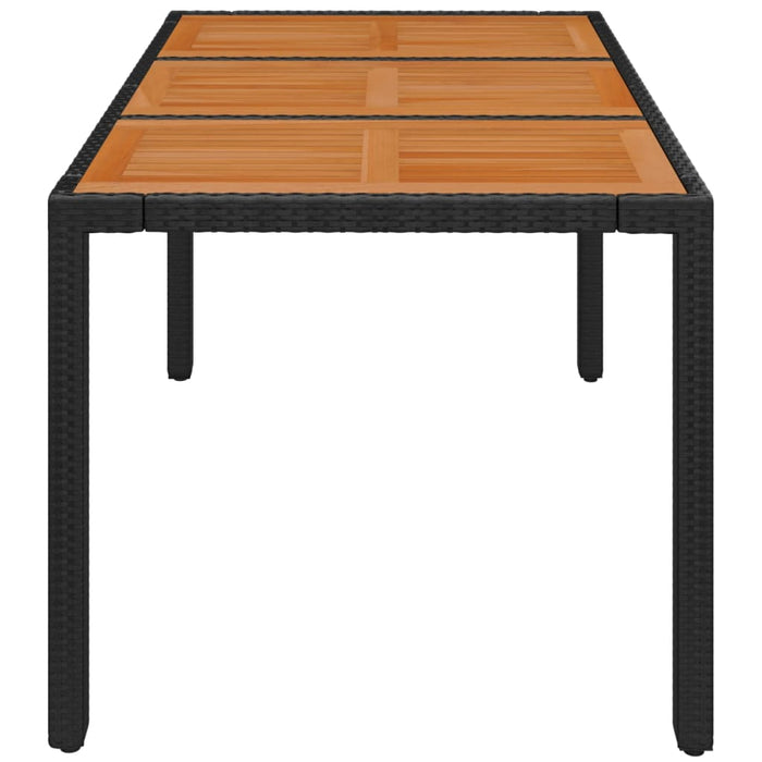 Masă de grădină cu blat din lemn, negru 150x90x75 cm poliratan - WALTI WALTI